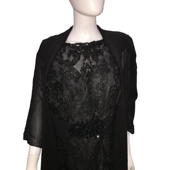 Women's Lace Mother of The Bride Groom Dress with Jacket - Picture 3 of 12